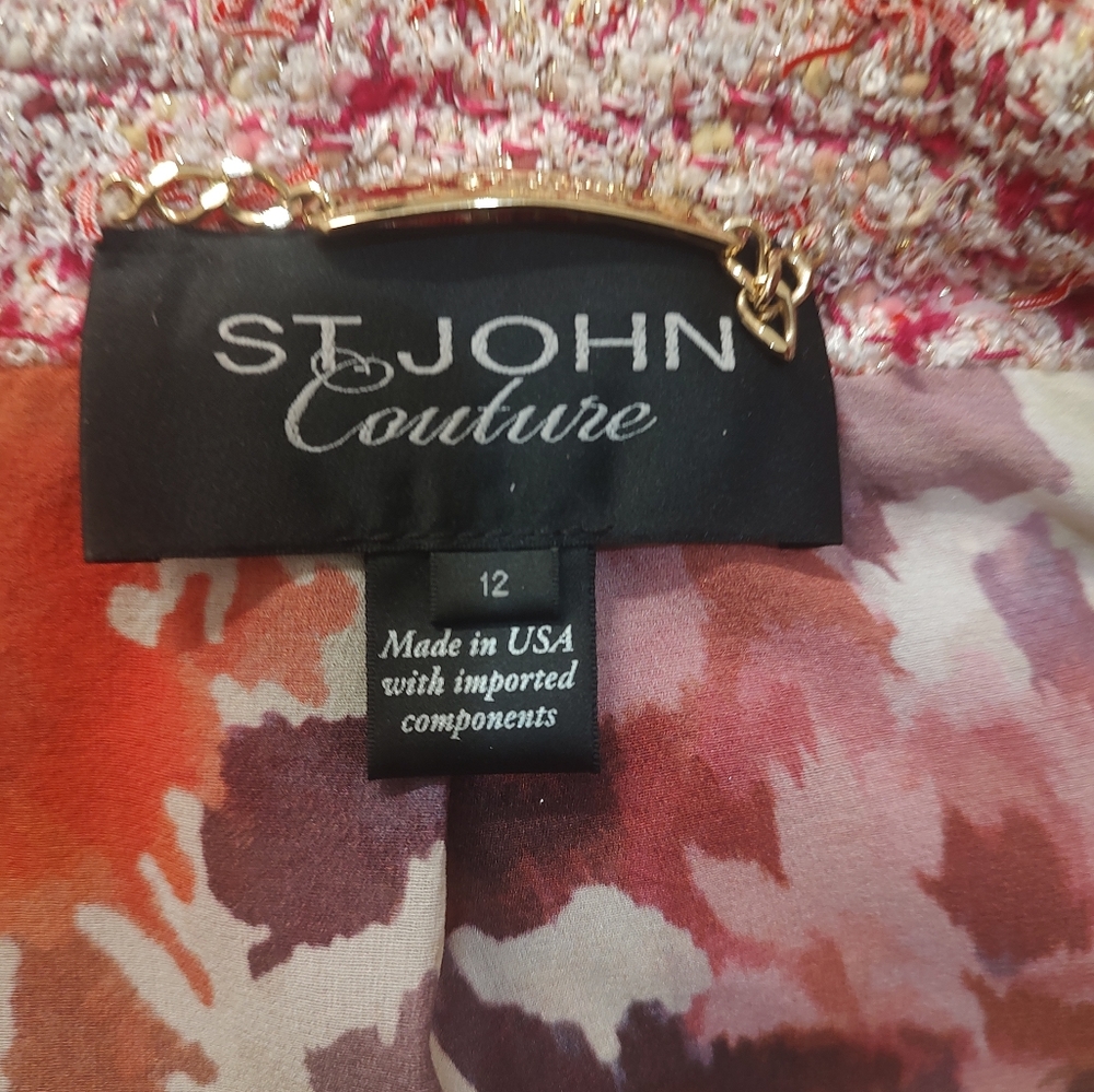 Pink tweed st John couture jacket size 12
